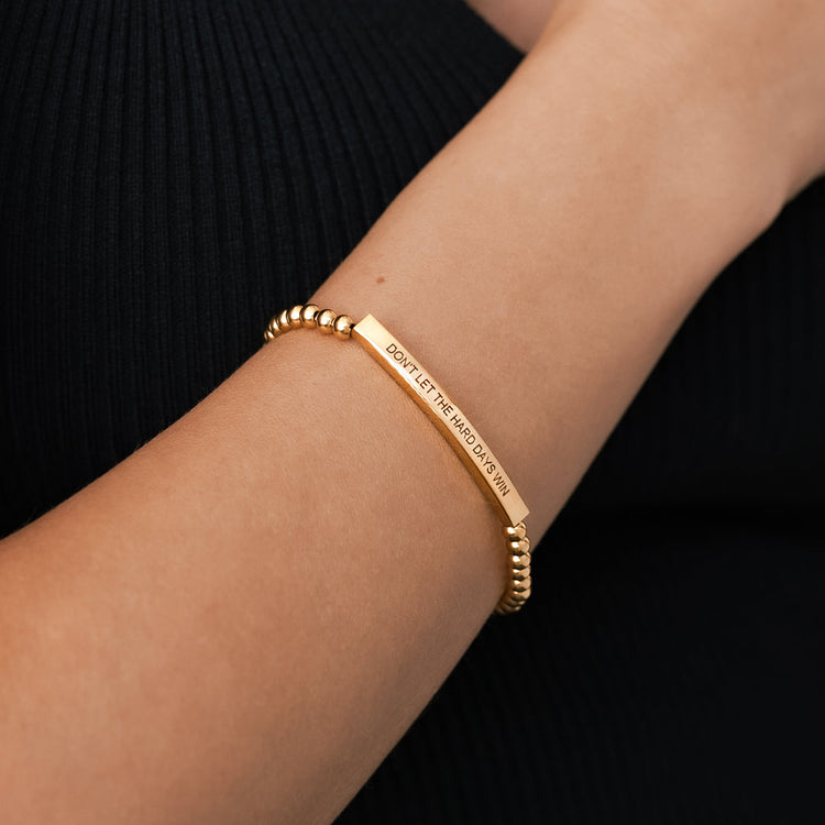 Don't Let The Hard Days Win Beaded Inspire Bracelet - Gold - Gold