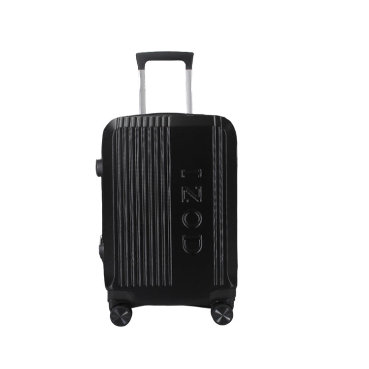 Black suitcase with 'IZOD' branding on a white background