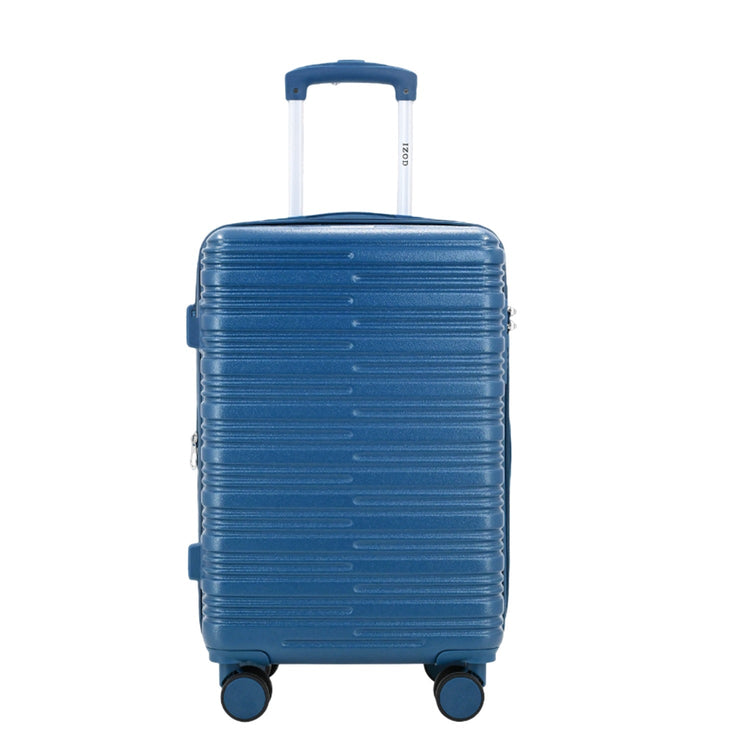 Blue suitcase with a white background
