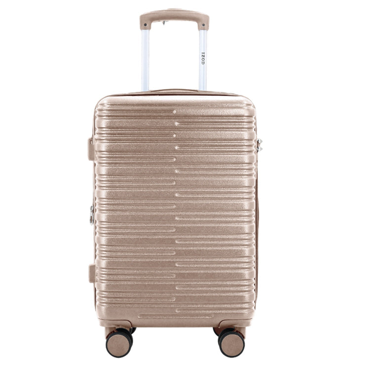 Beige suitcase with a textured surface on a white background
