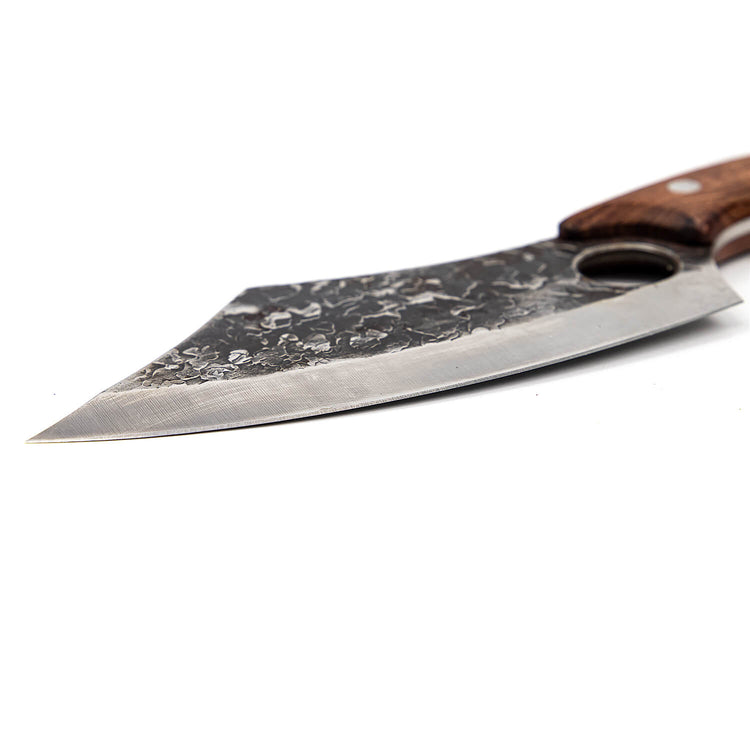 Knife with a wooden handle on a white background