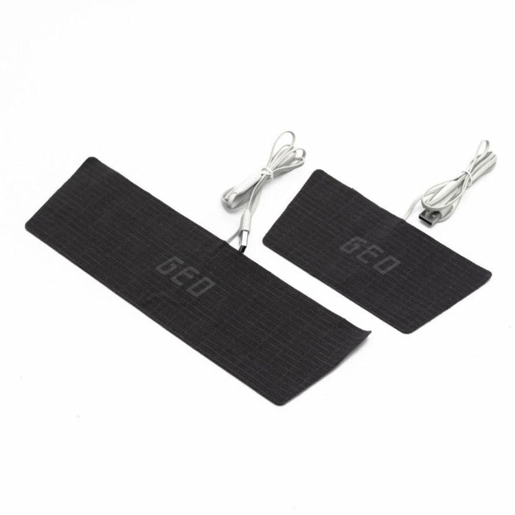 Two black heating pads with 'GEO' branding on a white background