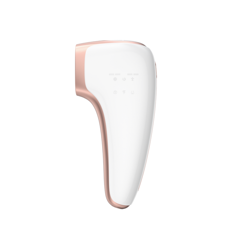 White and rose gold hair detangler on a white background