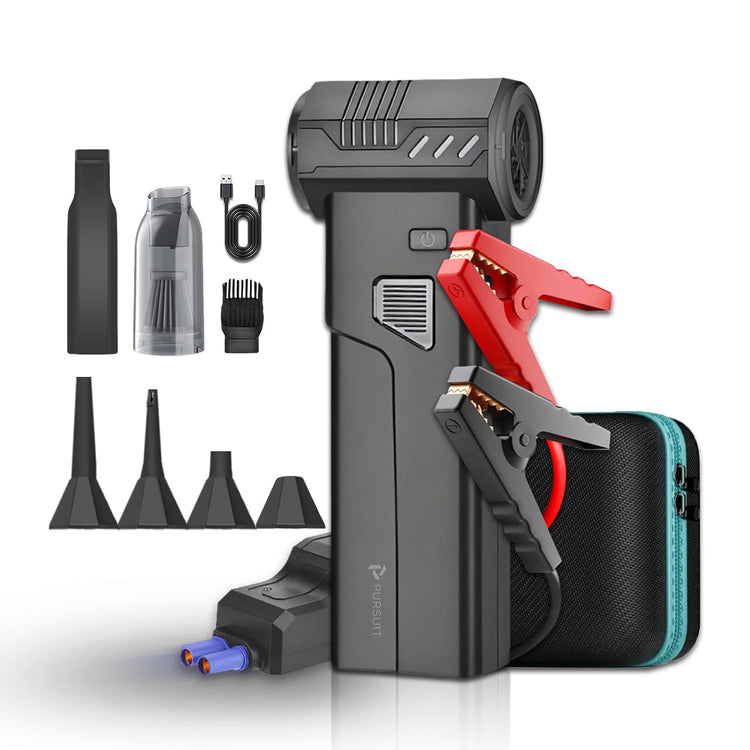Multifunctional tool with various attachments on a white background