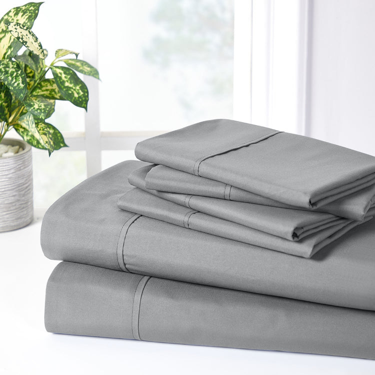 Bamboo 2000 Count Sheet Set with SnugGrip - Charcoal Grey
