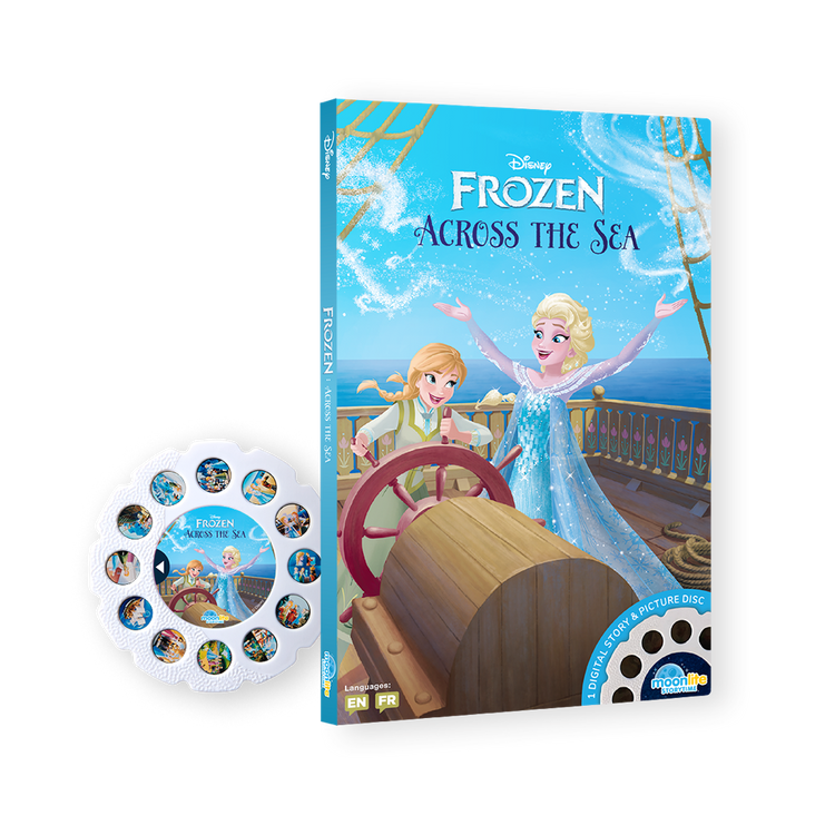 Disney Frozen Across the Sea book and toy set on a white background