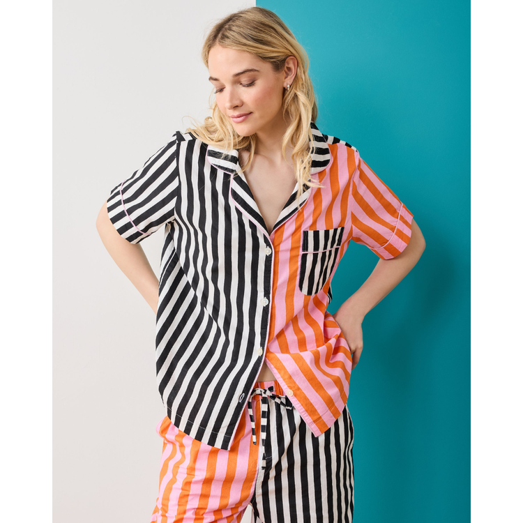 Showtime Stripes - Short Sleeve Top & Cropped Pants Set - Skeleton Candy