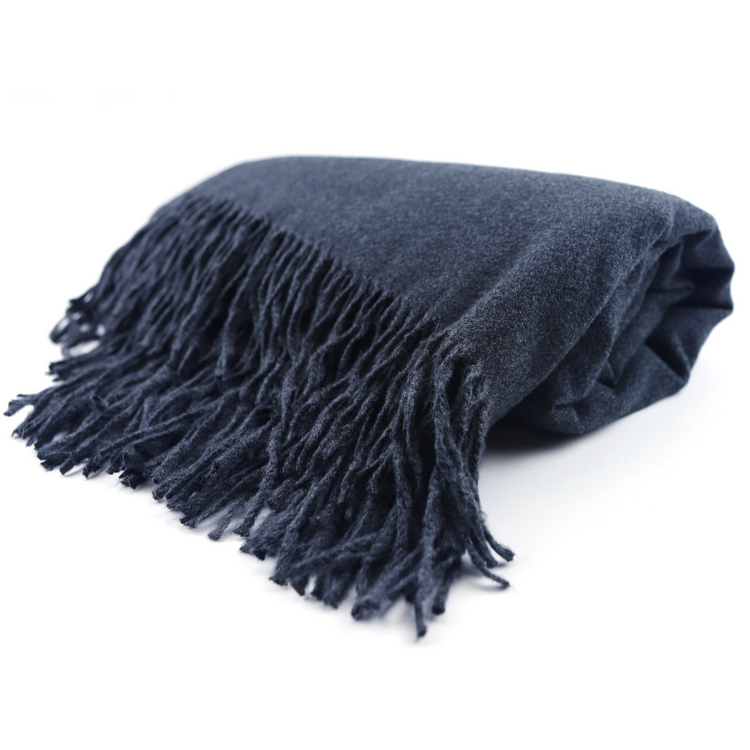 SPECIAL OFFER Denim Faux Cashmere throw with single letter embroidered initial