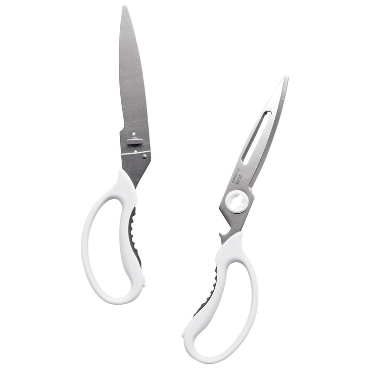 Pair of kitchen shears on a white background