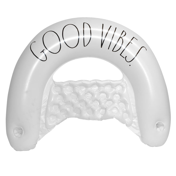 White arch-shaped object with 'GOOD VIBES.' text on a white background