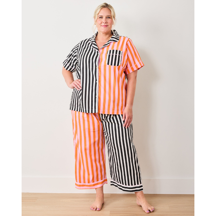 Showtime Stripes - Short Sleeve Top & Cropped Pants Set - Skeleton Candy