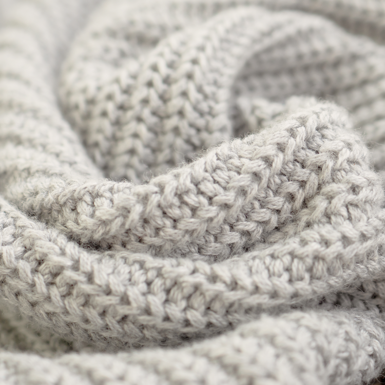 Close-up of a knitted gray fabric