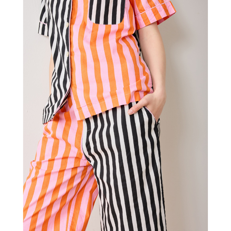 Showtime Stripes - Short Sleeve Top & Cropped Pants Set - Skeleton Candy