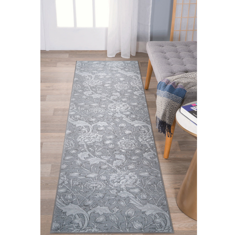 Kalini Floral Grey Washable Rug