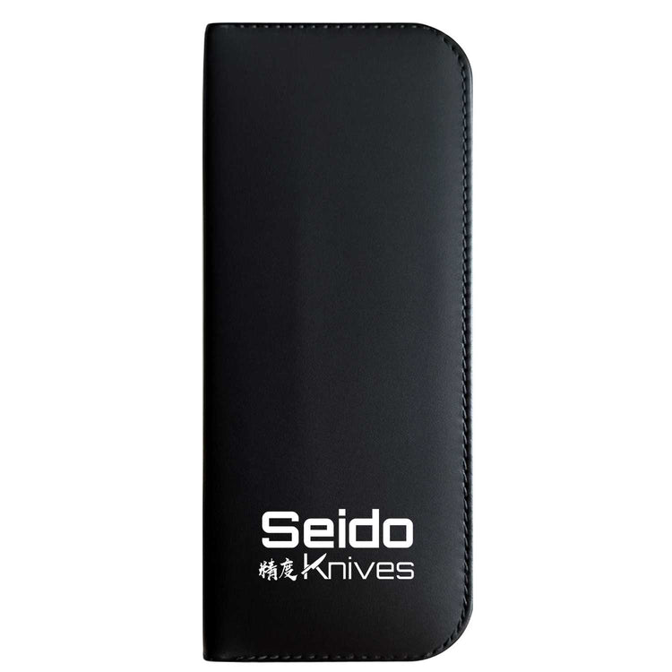 Black knife sheath with 'Seido Knives' branding on a white background