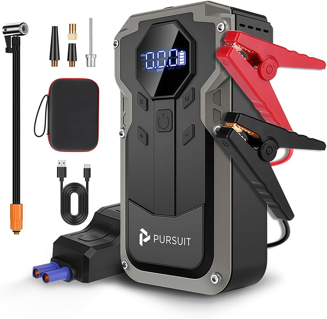 Pursuit Jump Starter with Air Compressor, 2000A Peak Car Battery Boost Pursuit Jump Starter with Air Compressor, 2000A Peak Car Battery Boost