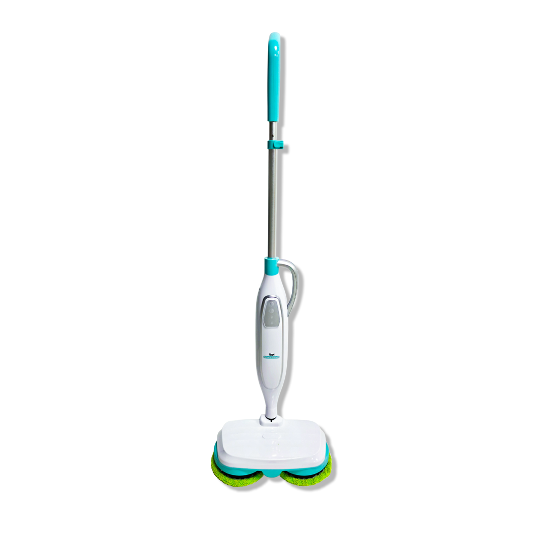 White and green floor cleaning device on a white background