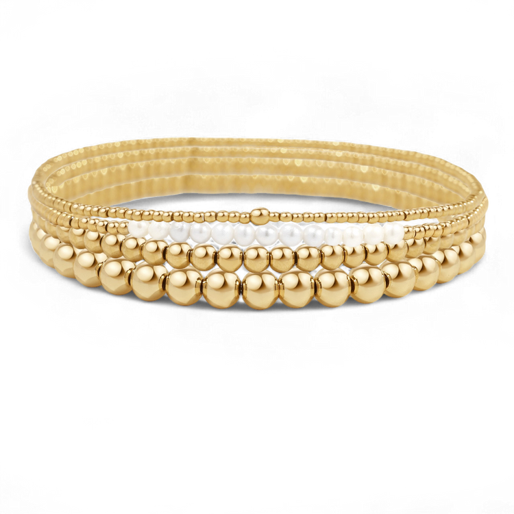 Everyday Pearl Bracelet Stacking Set - Gold