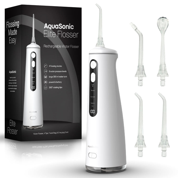 Aquasonic Elite Rechargable Electric Toothbrush & Flosser Bundle