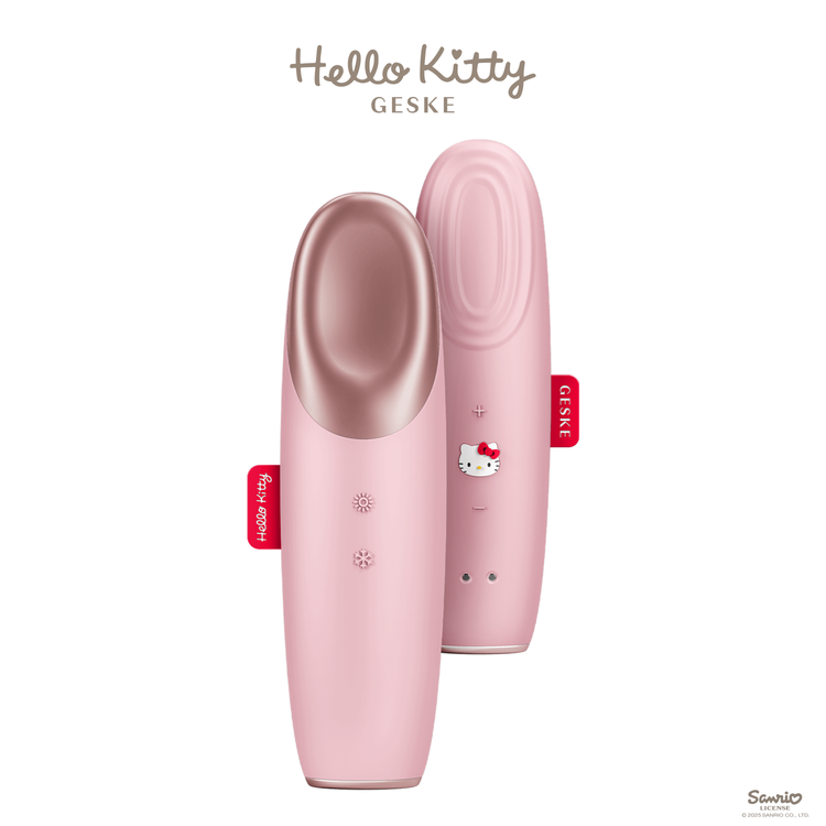 Pink hair straightener with Hello Kitty design on a white background