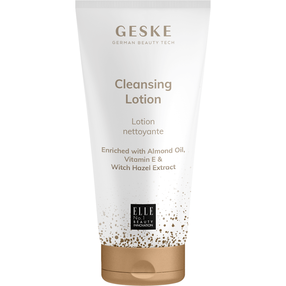 Cleansing lotion tube with 'GESKE' branding on a white background