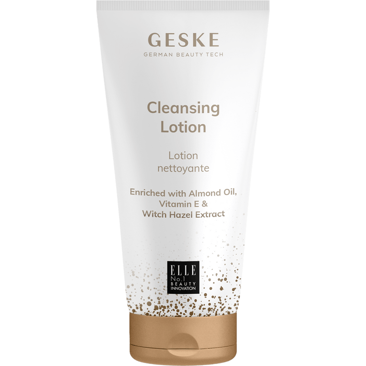 Cleansing lotion tube with 'GESKE' branding on a white background