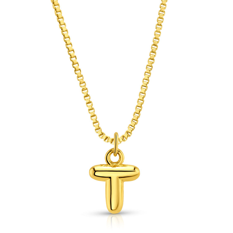 Baby Bubble Initial Necklace, Gold