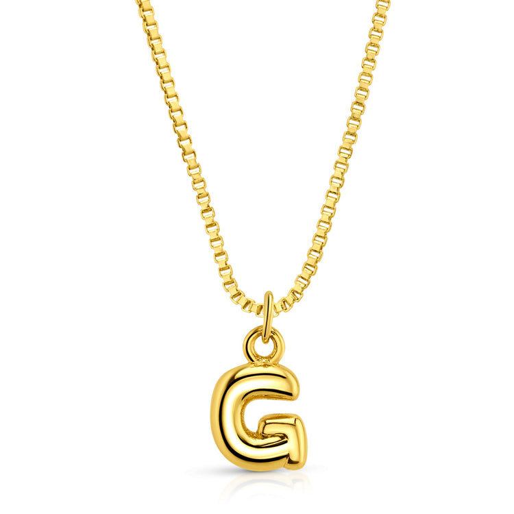 Baby Bubble Initial Necklace, Gold