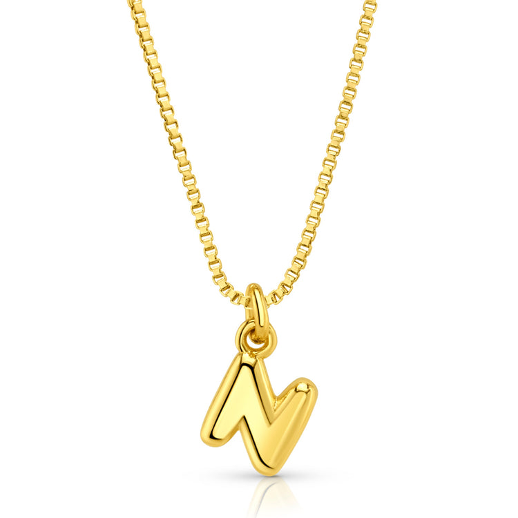 Baby Bubble Initial Necklace, Gold