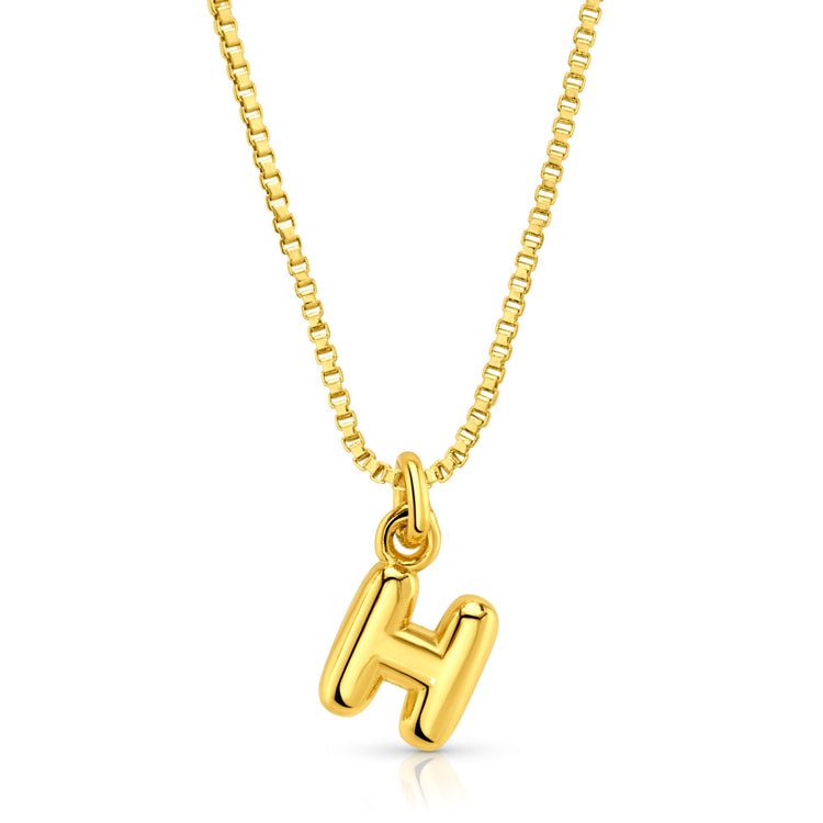 Baby Bubble Initial Necklace, Gold
