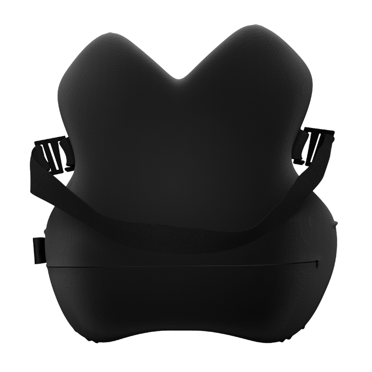 Black car seat cover with straps on a white background