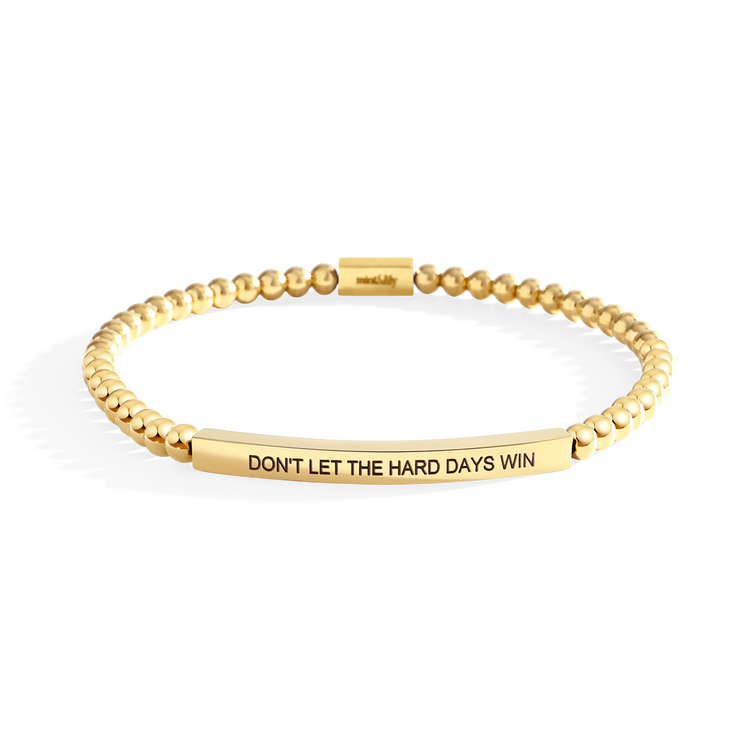 Don't Let The Hard Days Win Beaded Inspire Bracelet - Gold - Gold
