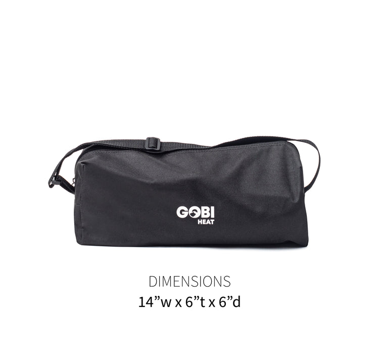 Black bag with 'Gobi Heat' logo on a white background