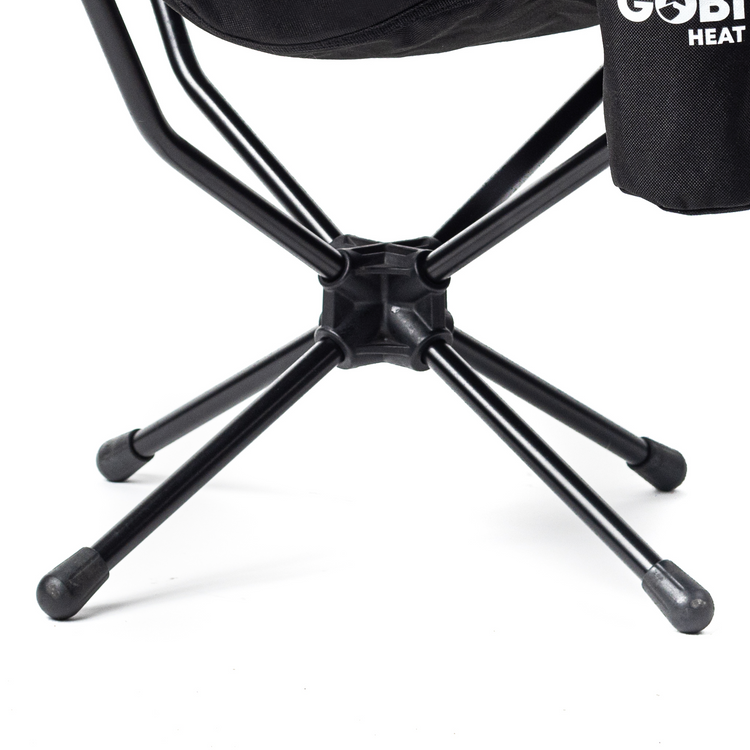 Black metal chair with star-shaped base on a white background