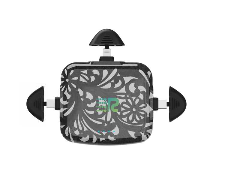 Decorative car air freshener with floral pattern on a white background