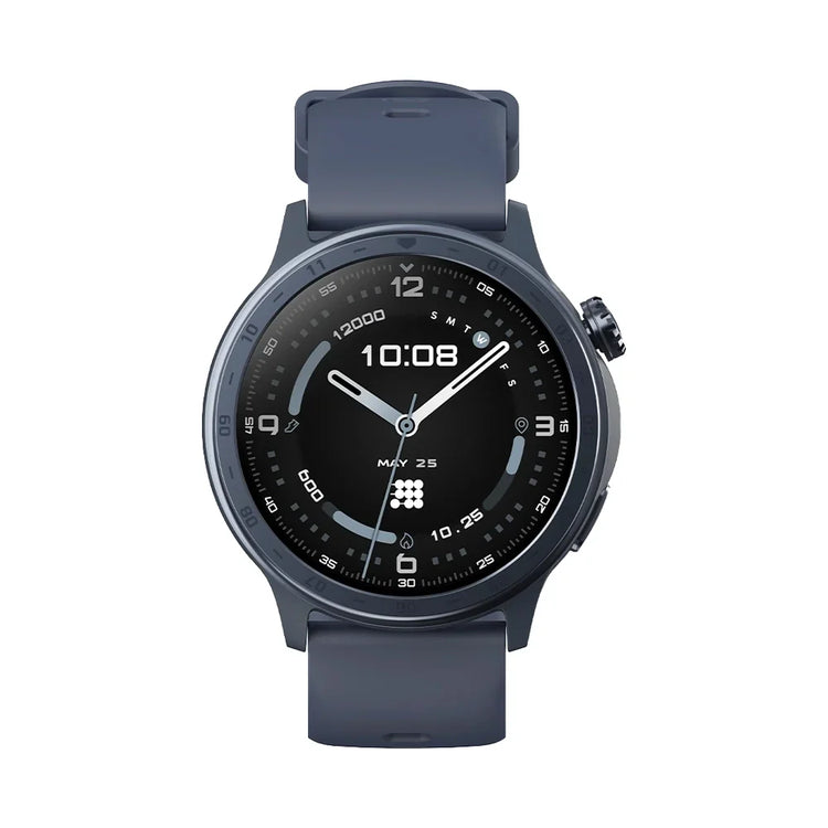 Smartwatch with a dark gray strap on a white background
