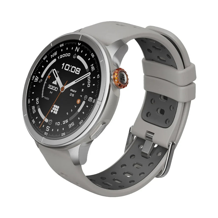 Smartwatch with a gray band on a white background