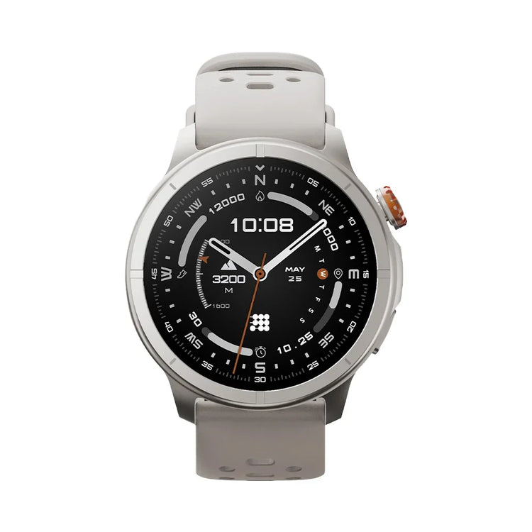 Smartwatch with a gray strap on a white background