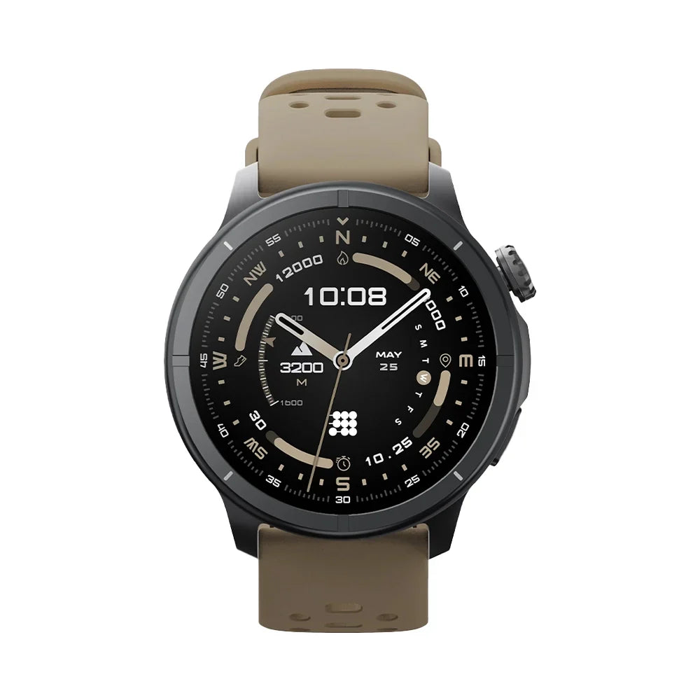 Smartwatch with a brown strap on a white background