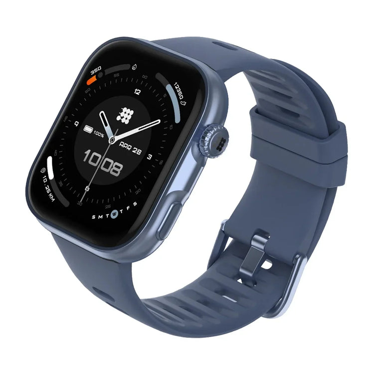 Smartwatch with a blue strap on a white background