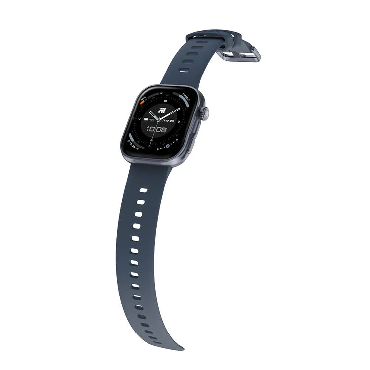 Smartwatch with a dark blue strap on a white background