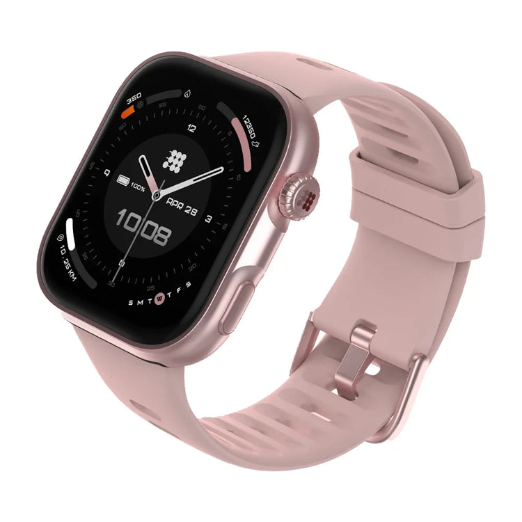 Smartwatch with a pink band on a white background