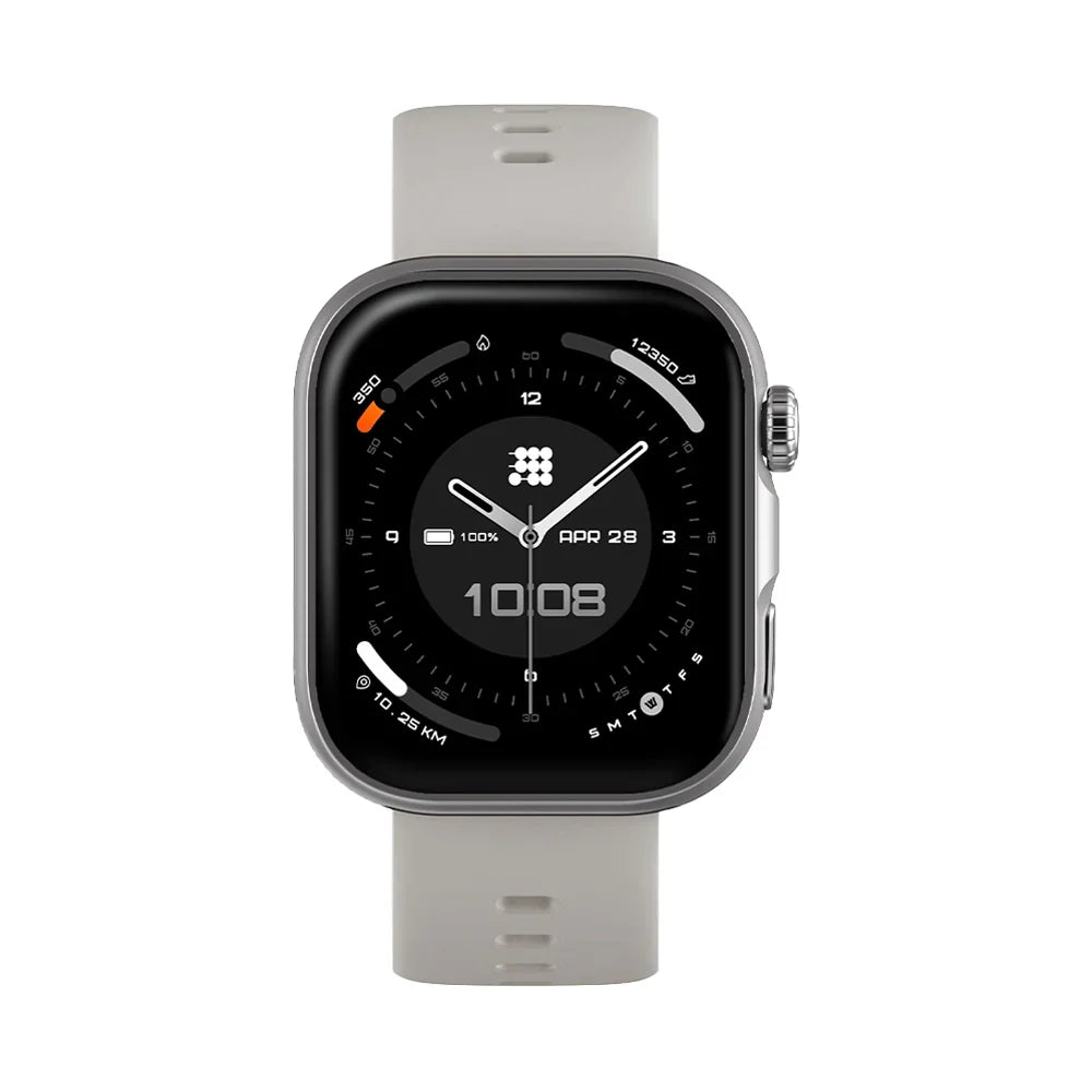 Smartwatch with a gray band on a white background