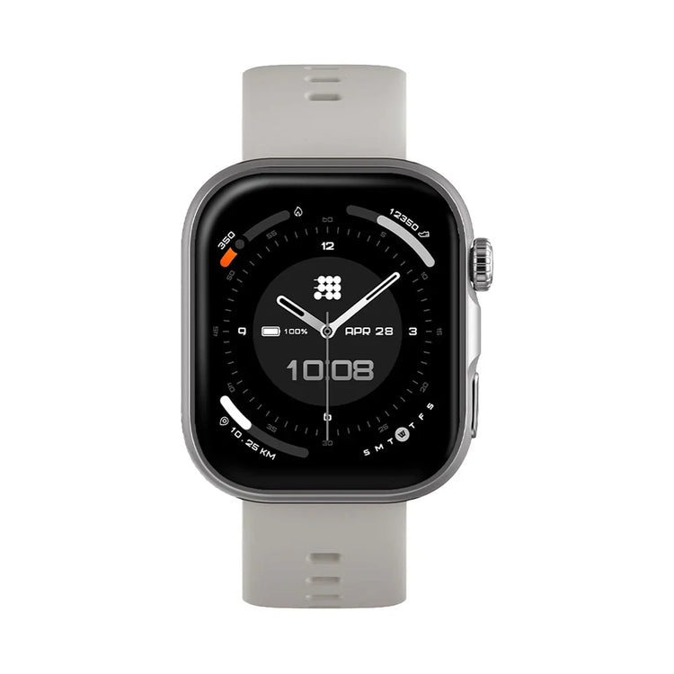 Smartwatch with a gray band on a white background