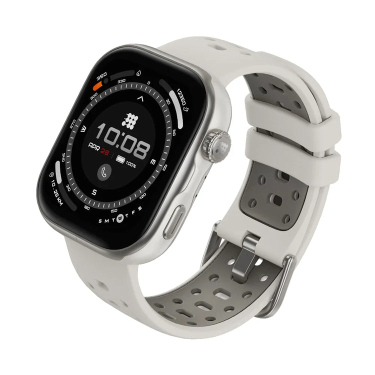 Smartwatch with a white band on a white background