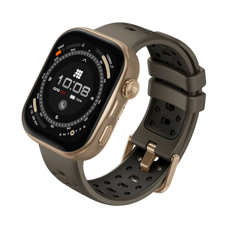 Smartwatch with a brown strap on a white background