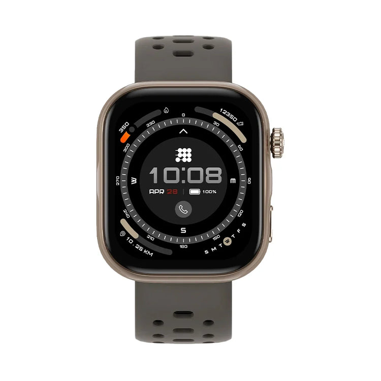 Smartwatch with a gray strap on a white background