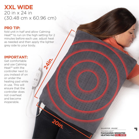 SPECIAL OFFER Weighted Massaging Heating Pad Deluxe XXL By Sharper Image - Set of 2