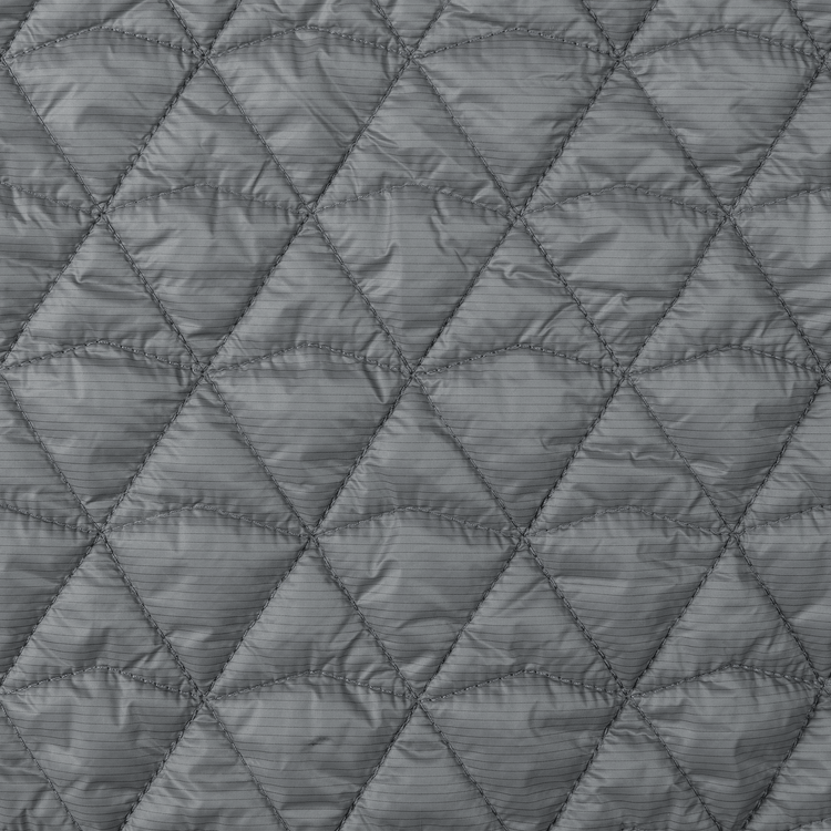 Quilted fabric with diamond pattern in gray color