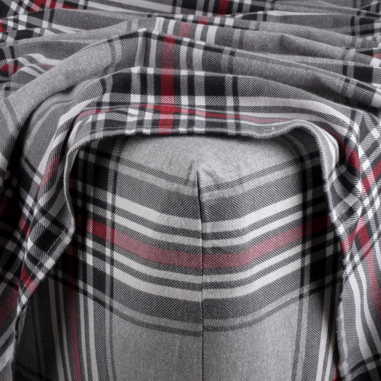 Kathy Ireland 100% Turkish Cotton Flannel Sheet Set - Crimson Check